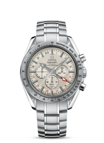 Omega Speedmaster Broad Arrow Co-Axial GMT Stainless Steel / White / Bracelet